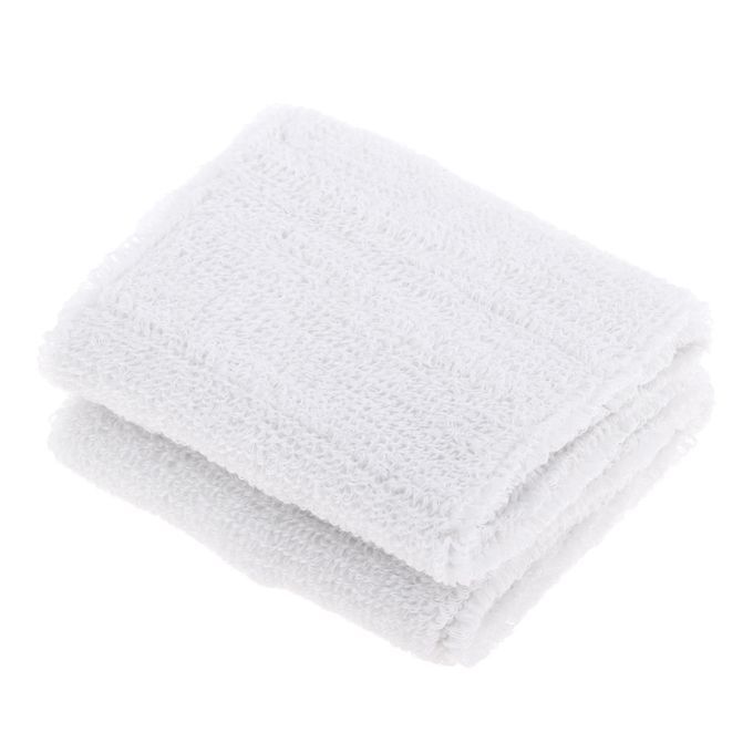 2Pcs Unisex Cotton Sweat Band Sweatband Wristband Basketball White