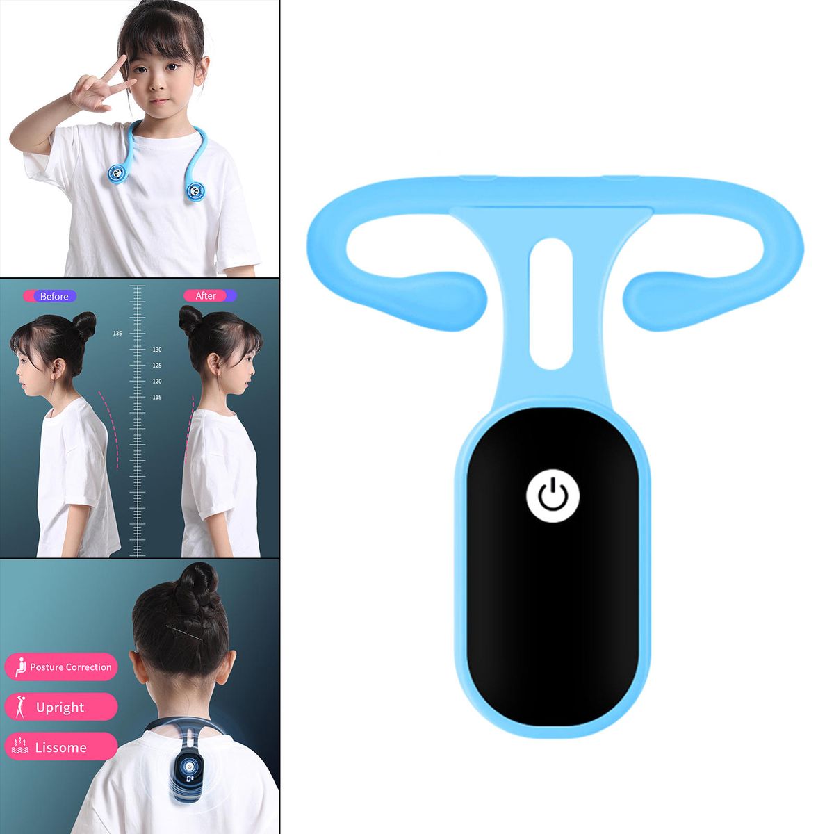 Electronic Kids Smart Back Posture Corrector Posture Reminder Blue