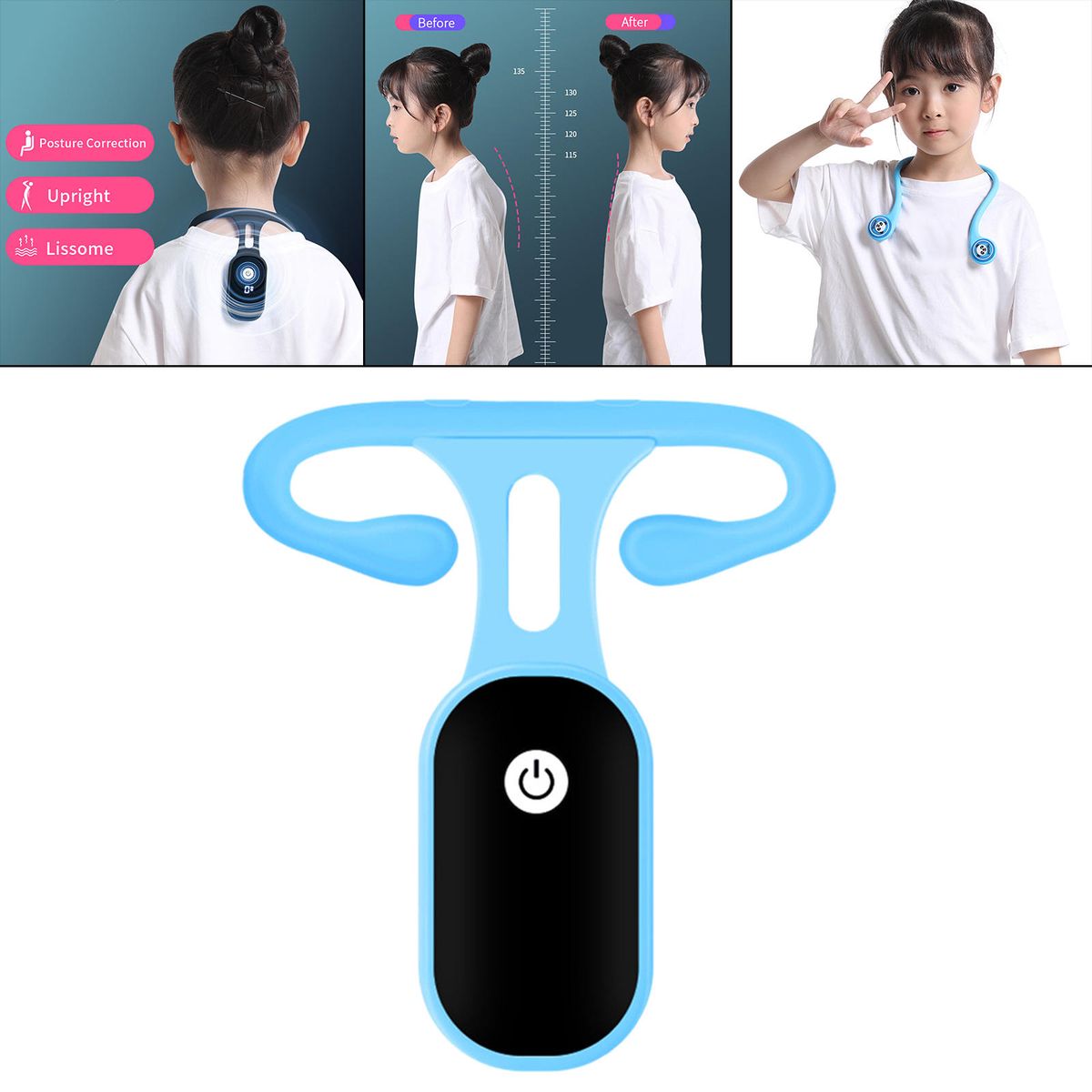 Electronic Kids Smart Back Posture Corrector Posture Reminder Blue