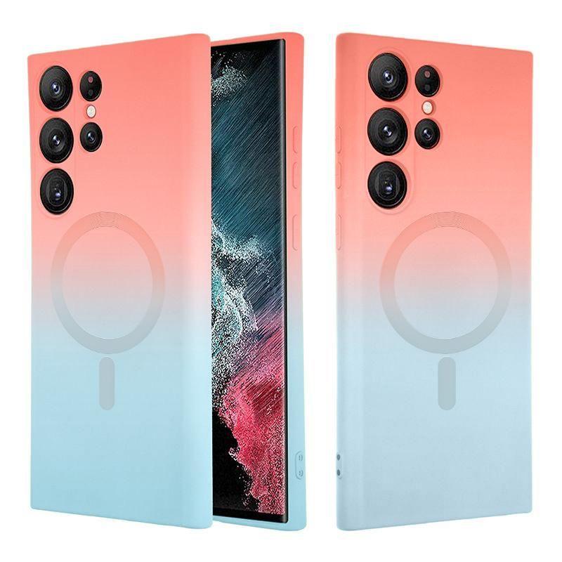 Luxury wireless charging gradient pattern phone case for Samsung S23 S23 plus S23 ultra S22 plus soft magnetic silicone cover