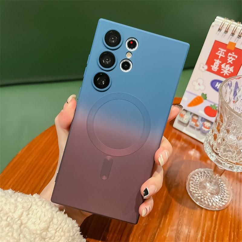 Luxury wireless charging gradient pattern phone case for Samsung S23 S23 plus S23 ultra S22 plus soft magnetic silicone cover