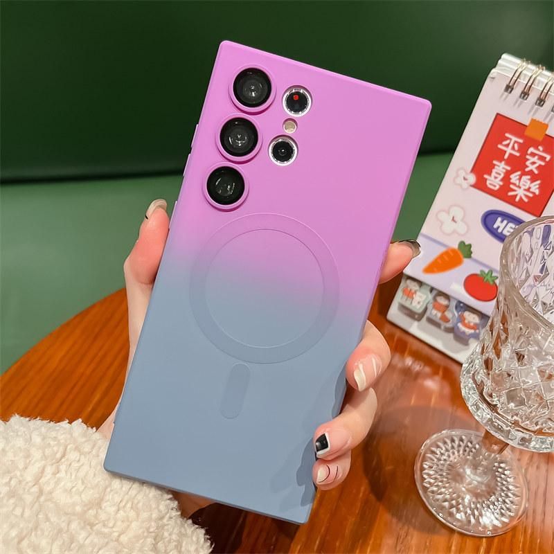 Luxury wireless charging gradient pattern phone case for Samsung S23 S23 plus S23 ultra S22 plus soft magnetic silicone cover