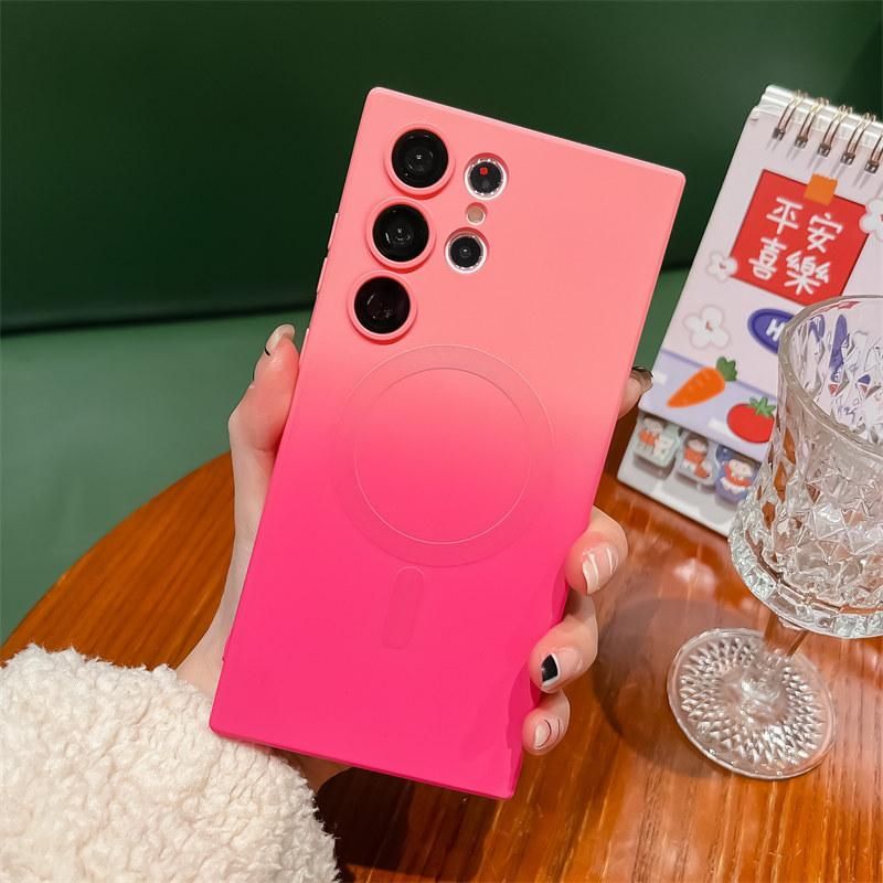 Luxury wireless charging gradient pattern phone case for Samsung S23 S23 plus S23 ultra S22 plus soft magnetic silicone cover
