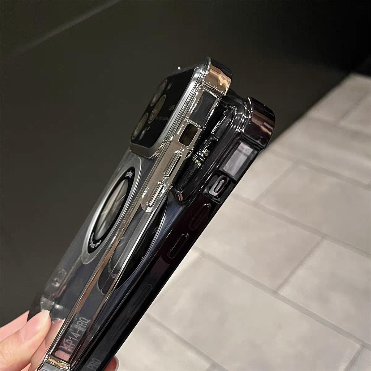 Luxury wireless charge for MagSafe shockproof phone case for iPhone 14 13 12 11 pro Max 15pro transparent magnetic bumper cover