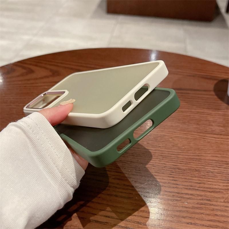 Luxury Matte Shockproof Clear Case For Samsung Galaxy S23 Ultra S23 Plus Metal Lens Frame Solid Color Frosted Protection Cover