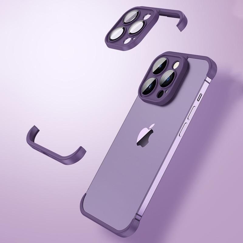 100% Real Frameless TPU Bumper with Glass Lens Protector Case for IPhone 14 13 12 Pro Max Plus 14Pro 13Pro 11Pro IPone I14 Cover