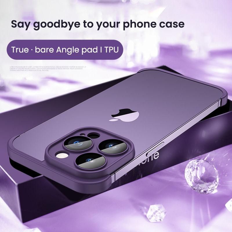 100% Real Frameless TPU Bumper with Glass Lens Protector Case for IPhone 14 13 12 Pro Max Plus 14Pro 13Pro 11Pro IPone I14 Cover