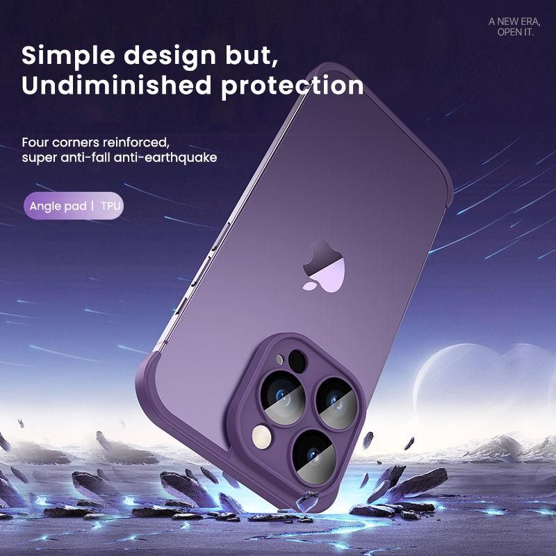100% Real Frameless TPU Bumper with Glass Lens Protector Case for IPhone 14 13 12 Pro Max Plus 14Pro 13Pro 11Pro IPone I14 Cover