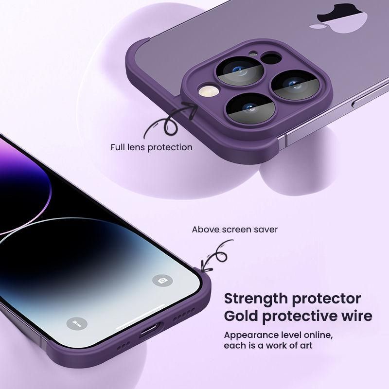 100% Real Frameless TPU Bumper with Glass Lens Protector Case for IPhone 14 13 12 Pro Max Plus 14Pro 13Pro 11Pro IPone I14 Cover