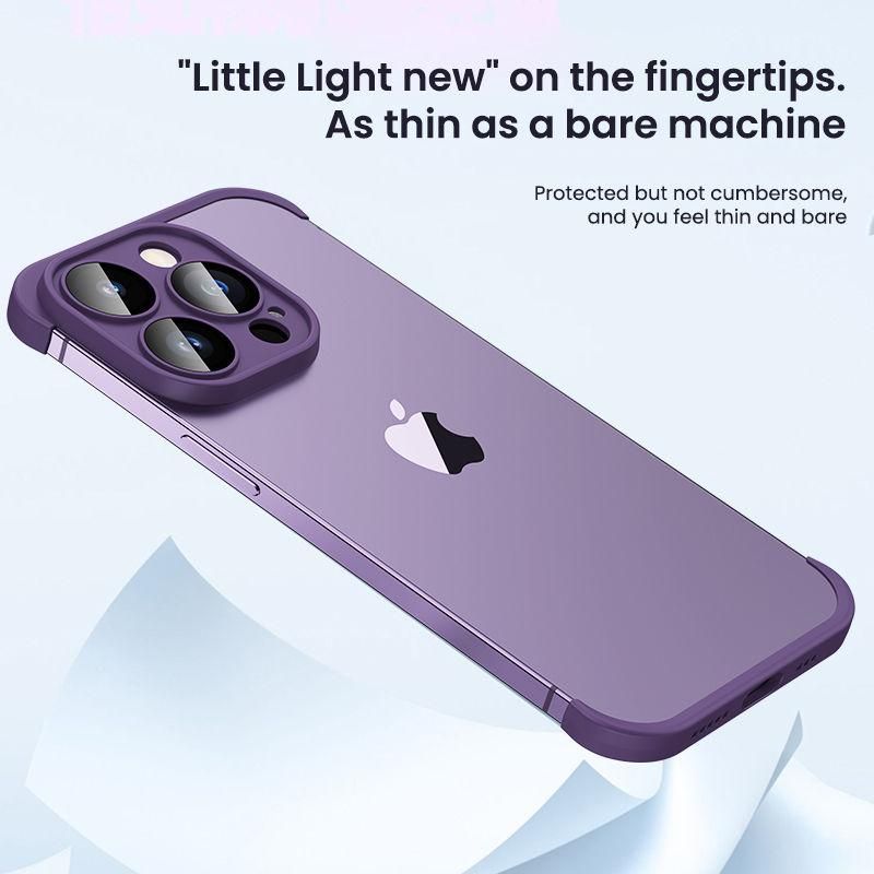 100% Real Frameless TPU Bumper with Glass Lens Protector Case for IPhone 14 13 12 Pro Max Plus 14Pro 13Pro 11Pro IPone I14 Cover