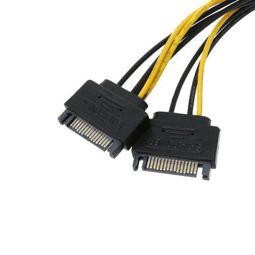 Dual SATA To PCI-E Power Cable 15Pin SATA To 8 Pin / 6 Pin Video Card Power Wire