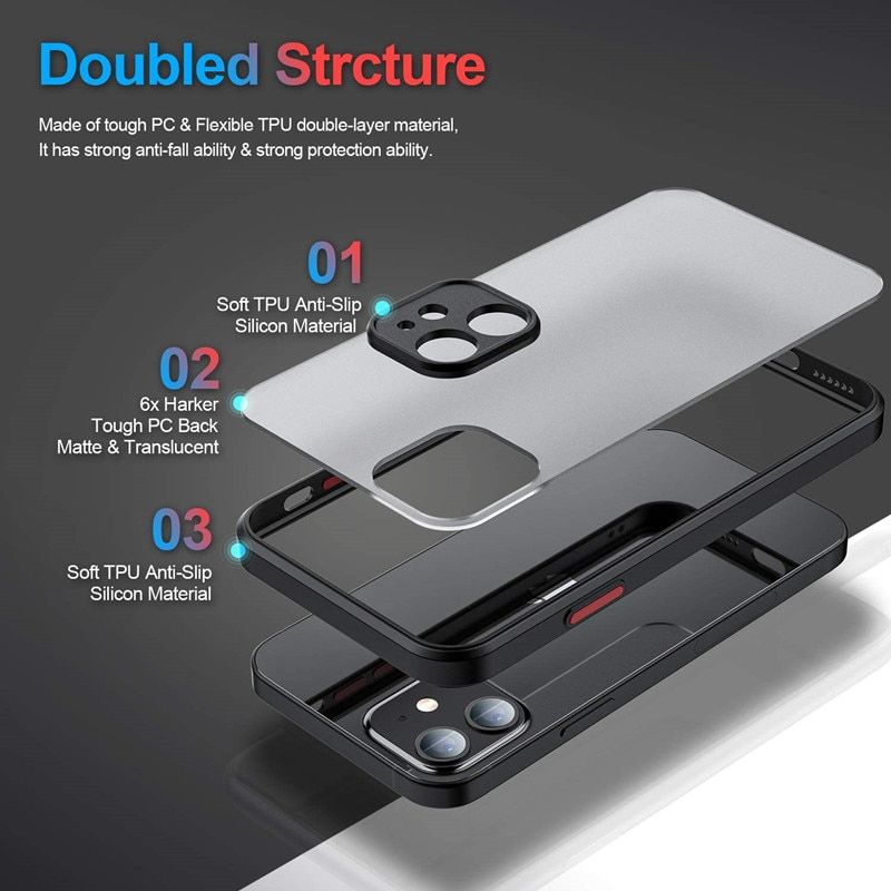 IPhone 12 Case Matte Shockproof Silicone Cover