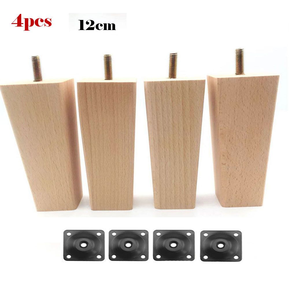 4Pcs 10/12/14cm Tapered Solid Wood Replacement For Sofa Bed Couch Foot Loveseat Coffee Table Cabinet Wood Furniture Wood Legs-4Pcs 12cm