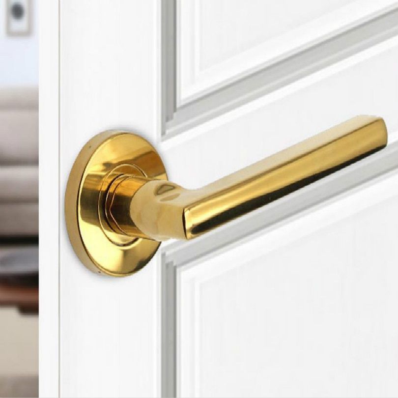 Bright Gold-304 Stainless Steel Barn Door Handles For Interior Doors Indoor Room Outdoor Wooden Door Single Side Handle Without Lock