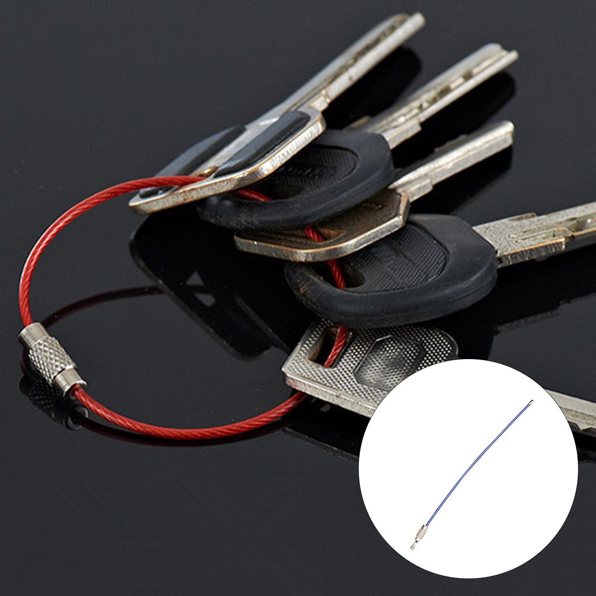 1.5mm Wire Keychain Cable 6" Stainless Steel For Key Blue