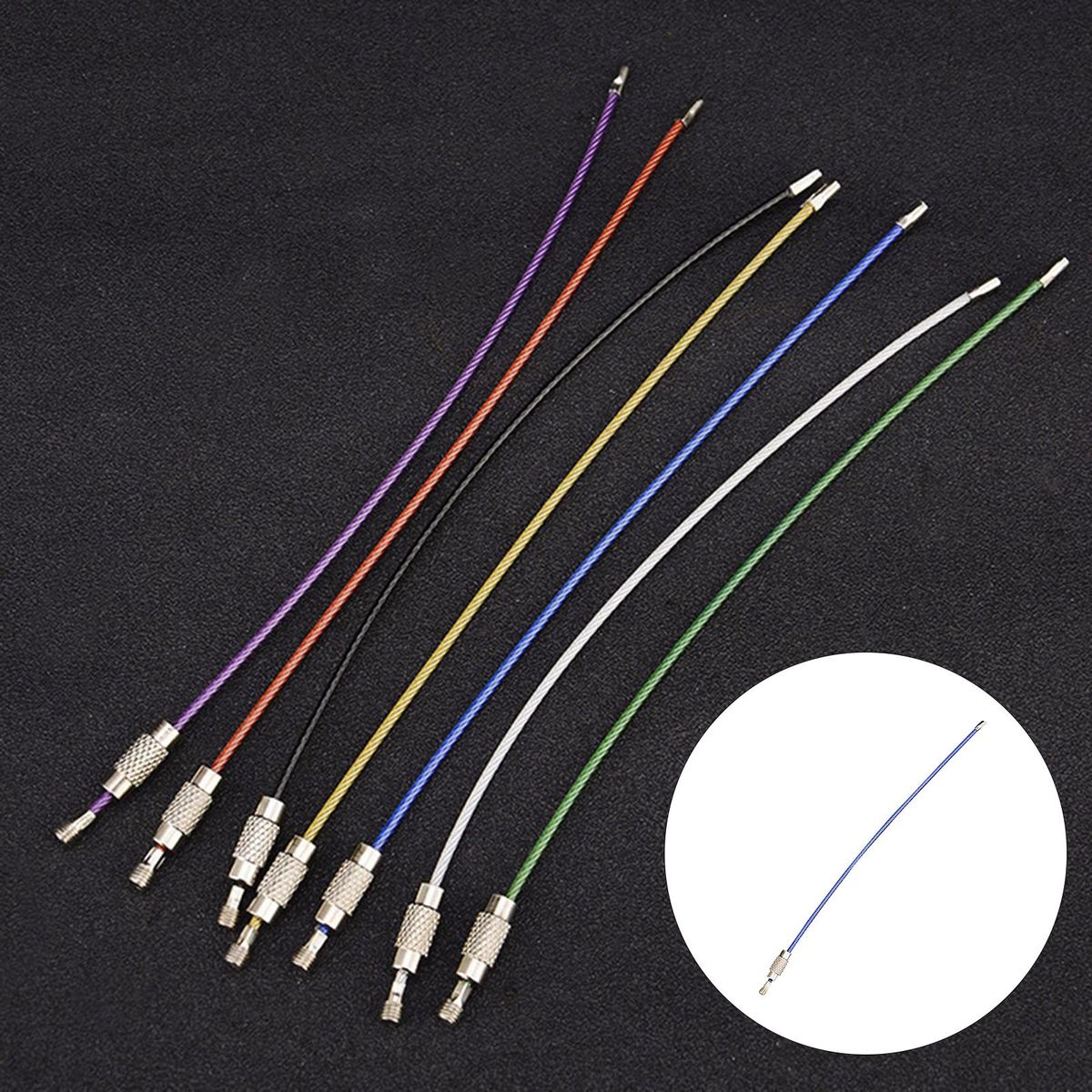 1.5mm Wire Keychain Cable 6" Stainless Steel For Key Blue