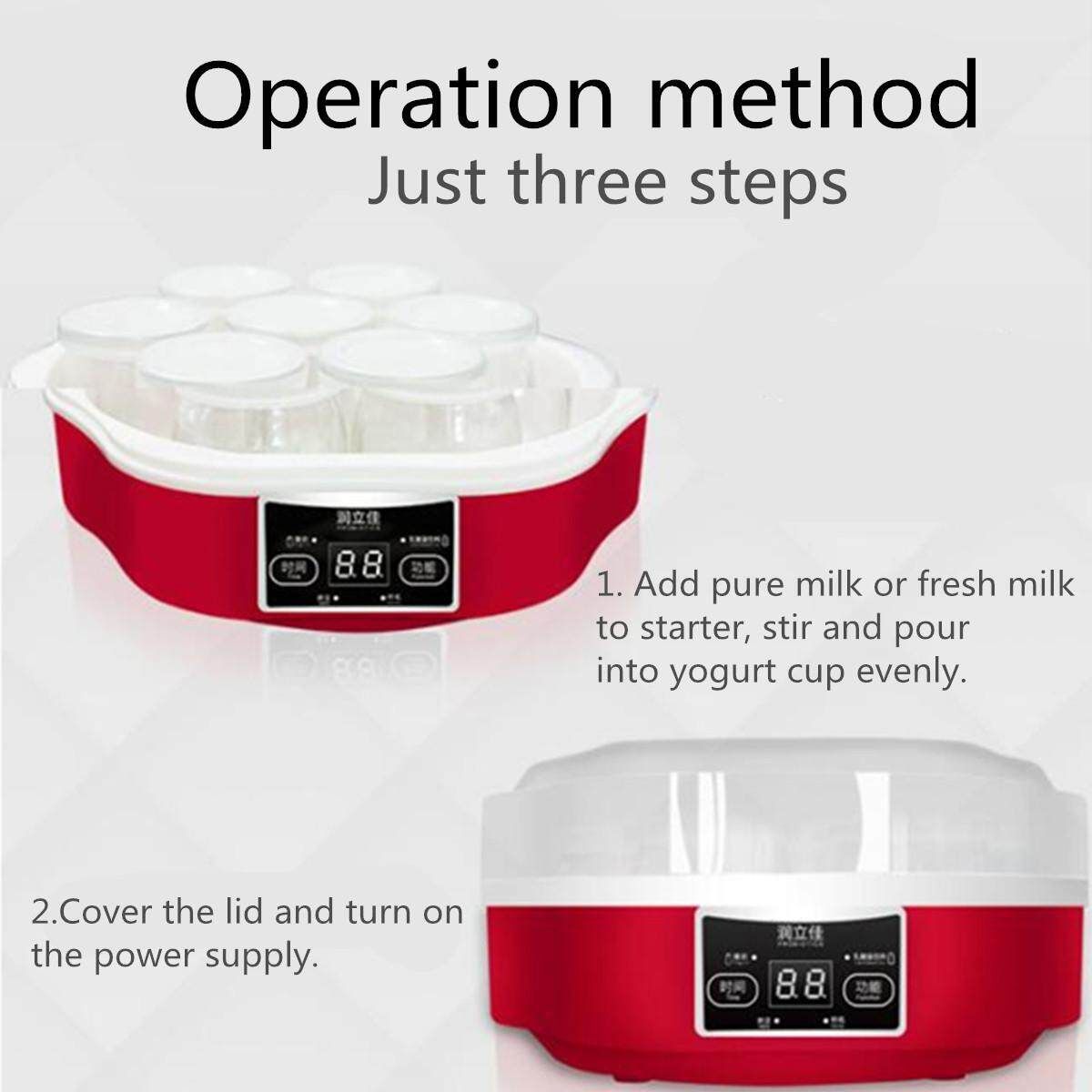 1.7L Yoghurt Maker W/ 7 Glass Jars Automatic Smart Touch Screen Control Yoghurt Maker With & 7 Glass Jars Automatic Smart Touch Screen Control Hot