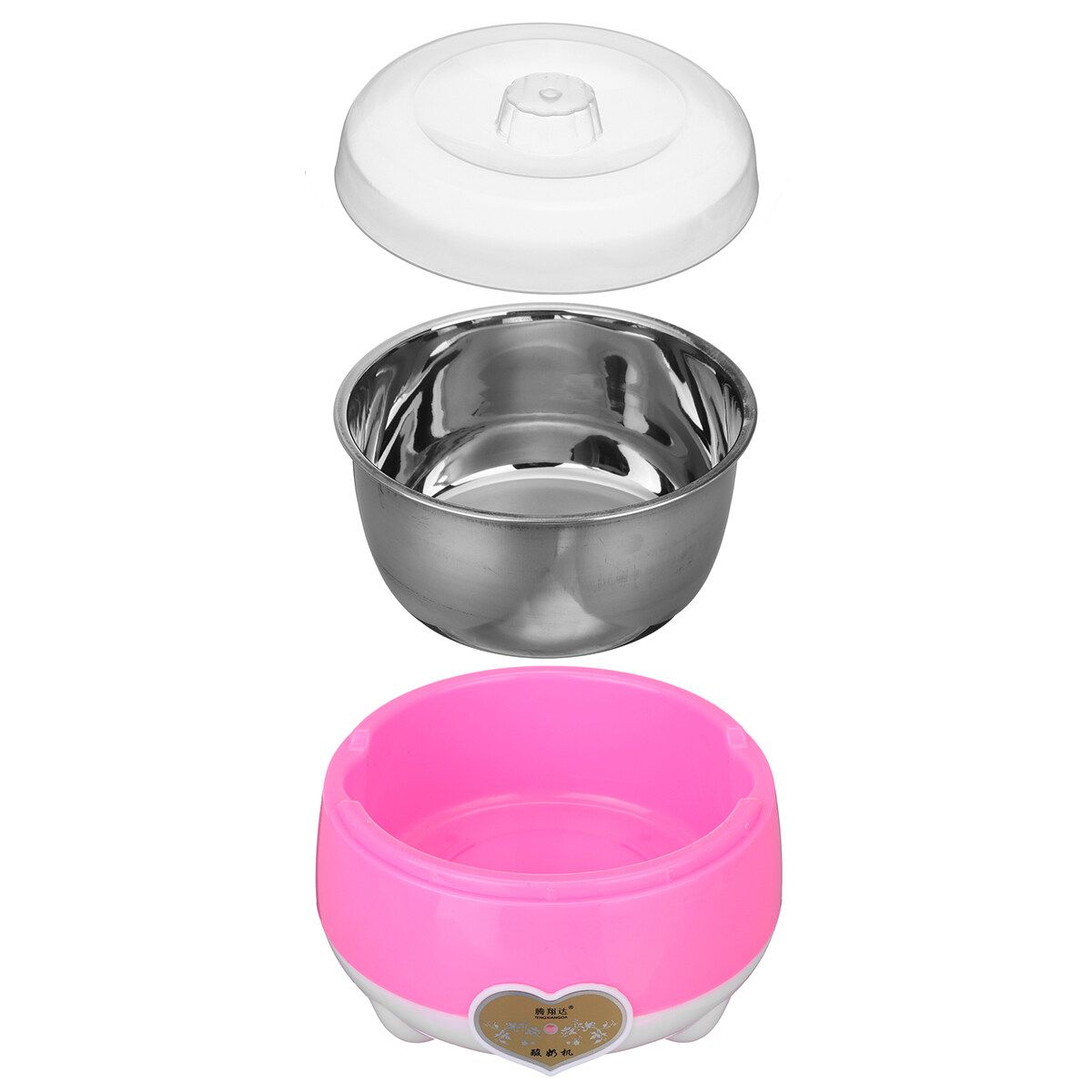 220V 1.0L Yogurt Machine Maker Household Fully Automatic Stainless Steel Small Yogurt Machine Kitchen Tools Stainless Steel Inner /Plastic Inner Pink (Stainless Steel)