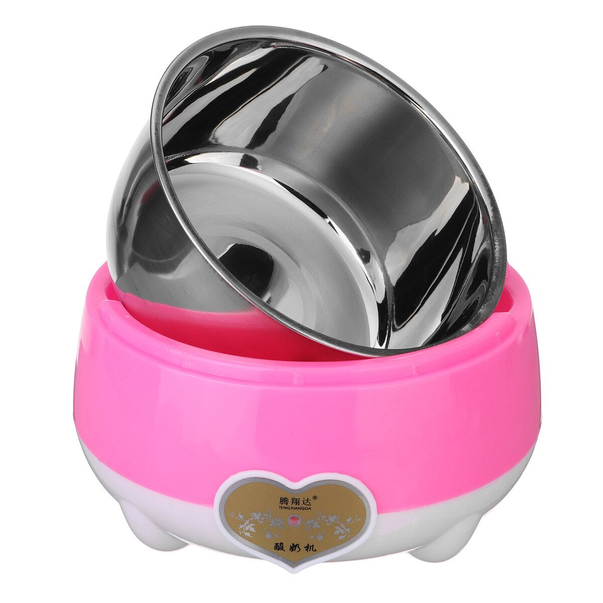 220V 1.0L Yogurt Machine Maker Household Fully Automatic Stainless Steel Small Yogurt Machine Kitchen Tools Stainless Steel Inner /Plastic Inner Pink (Stainless Steel)
