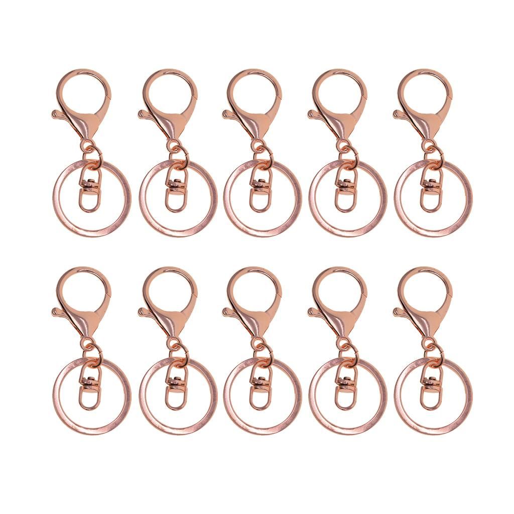 10Pcs Rose Gold Long Swivel   Lobster Claw Clasps Keychain Handbag