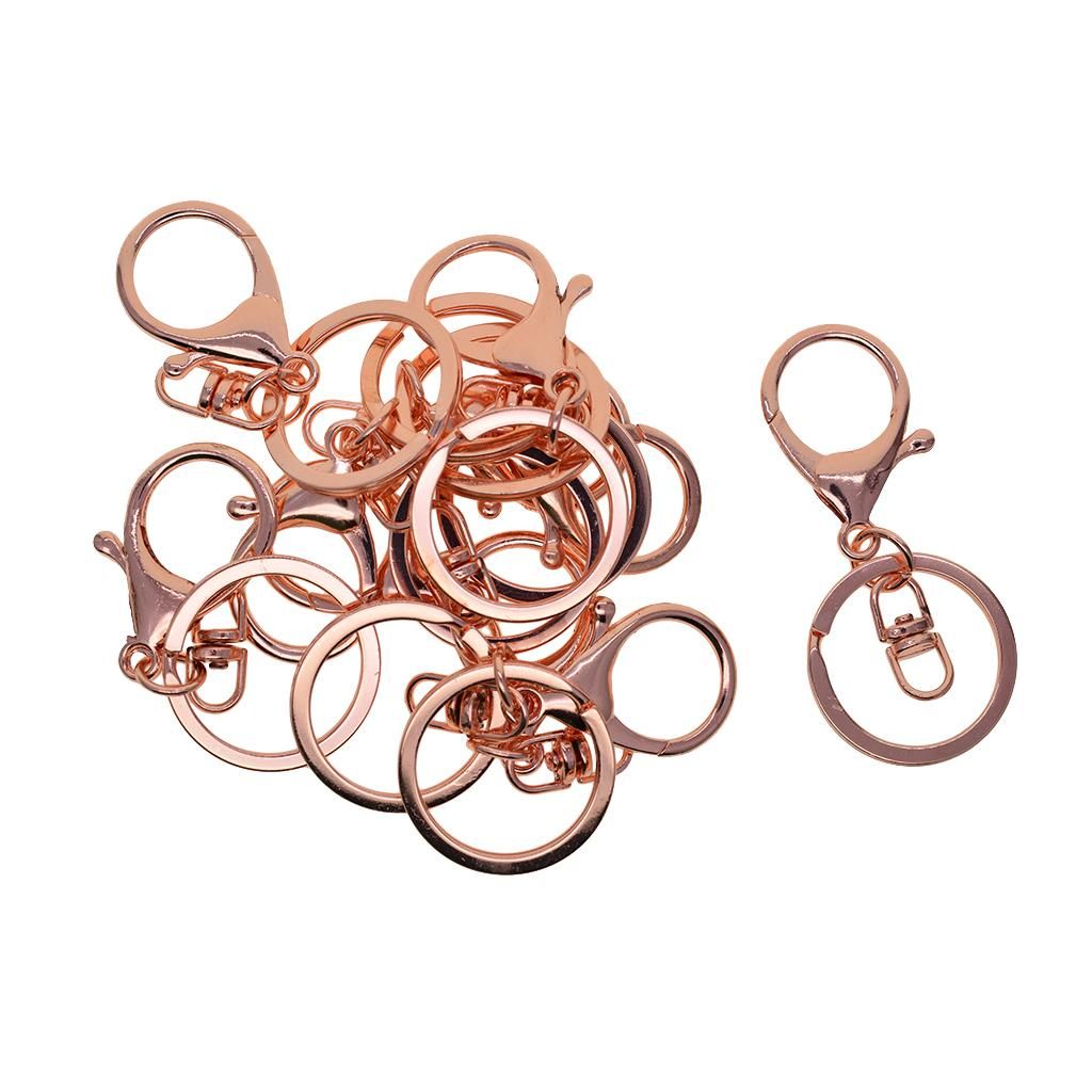 10Pcs Rose Gold Long Swivel   Lobster Claw Clasps Keychain Handbag