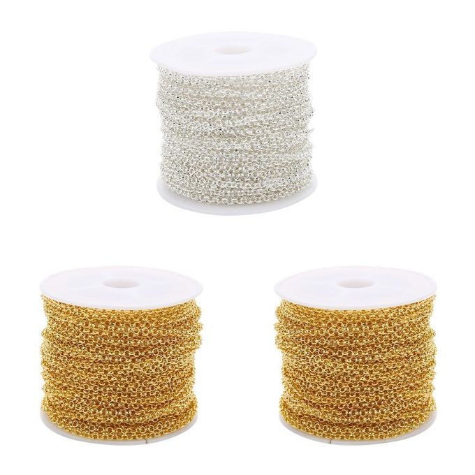 3 Pieces 10 Yards/Roll Necklace Chains Key Link For Jewelry Making Men