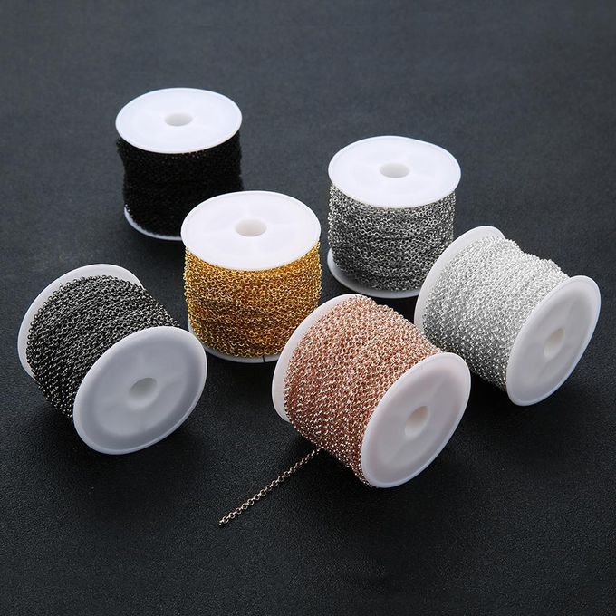 3 Pieces 10 Yards/Roll Necklace Chains Key Link For Jewelry Making Men