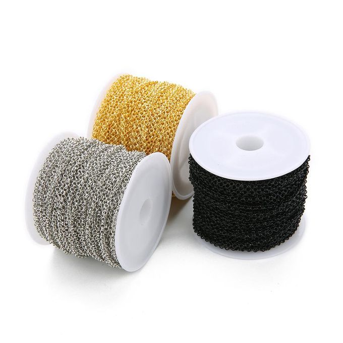 3 Pieces 10 Yards/Roll Necklace Chains Key Link For Jewelry Making Men