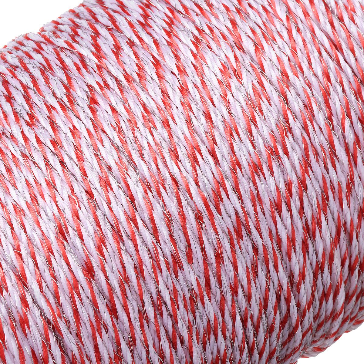 500M Roll Electric Fence Rope Red White Polywire With Steel Poly Rope For Horse Animal Fencing Ultra Low Resistance Wire