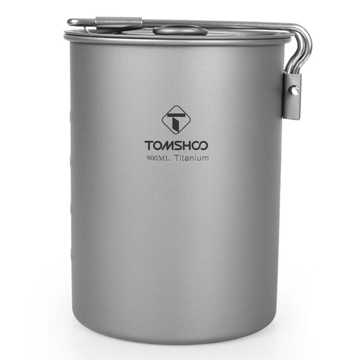 TOMSHOO Camping Pot Lightweight 900ml Titanium Pot Water Cup with Lid and Foldable Handle for Outdoor Camping Hiking Picnic Backpacking