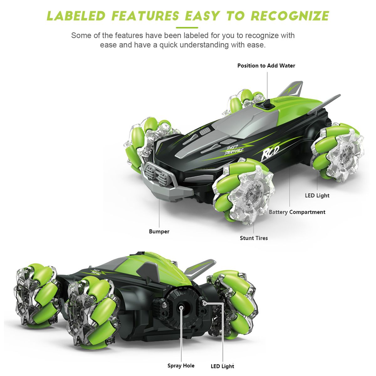 D888  RC Stunt Car Remote Control Car 4WD For Kids Boys 2.4G