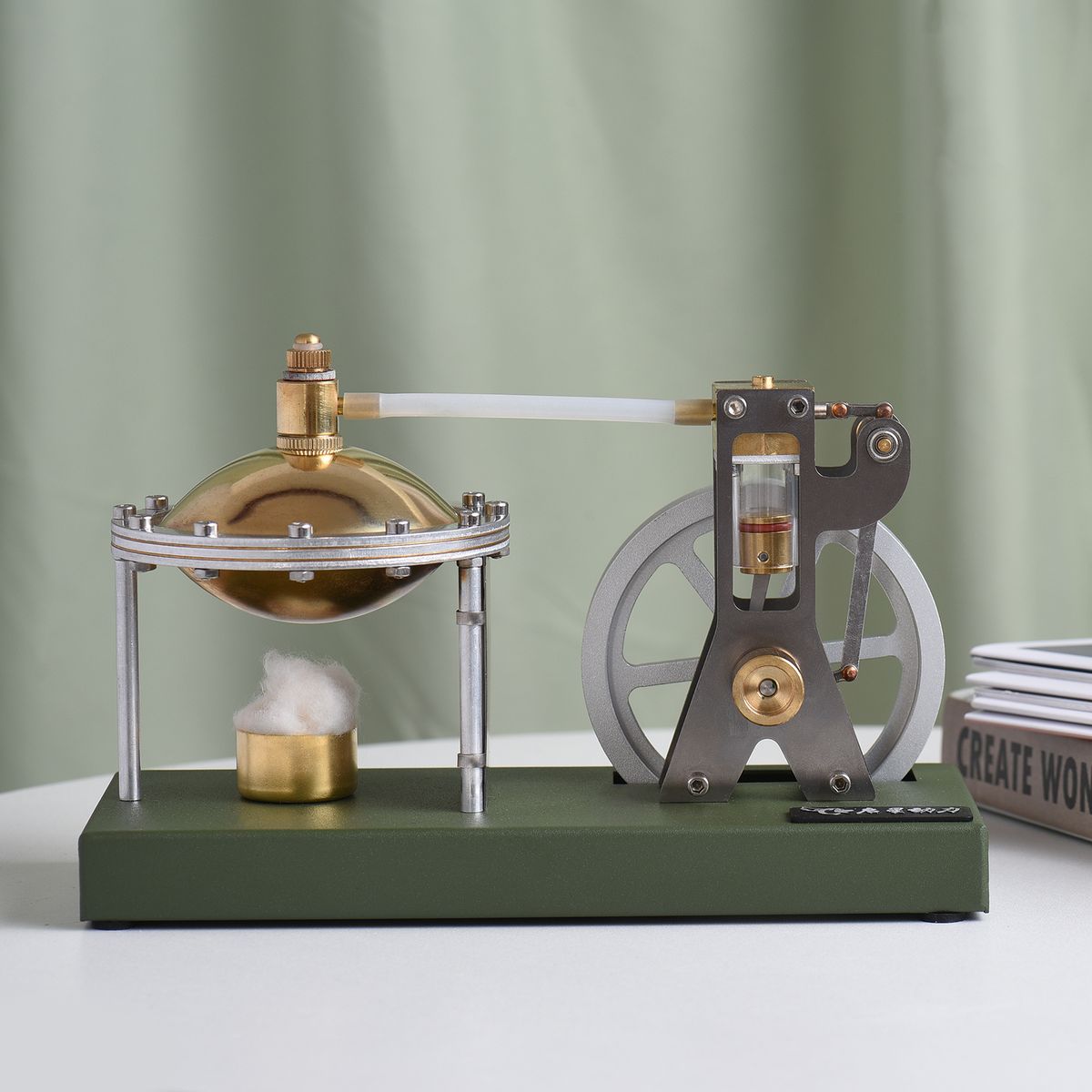 Hot Air Stirling Engine Motor Model Flywheel   Saucer Design