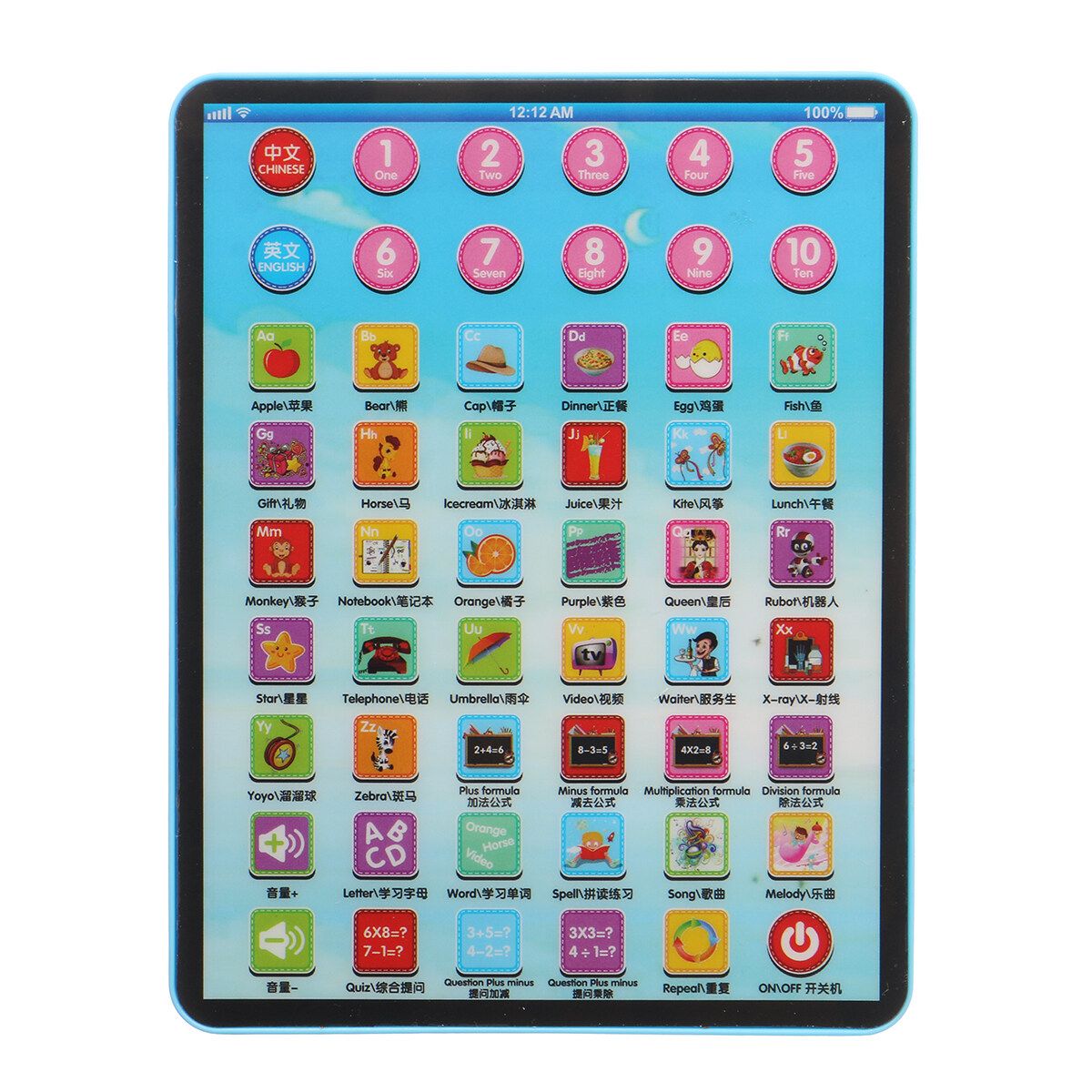 Baby Tablet Educational Toys Girls Toy For 1-6 Year Old Toddler Learning Blue