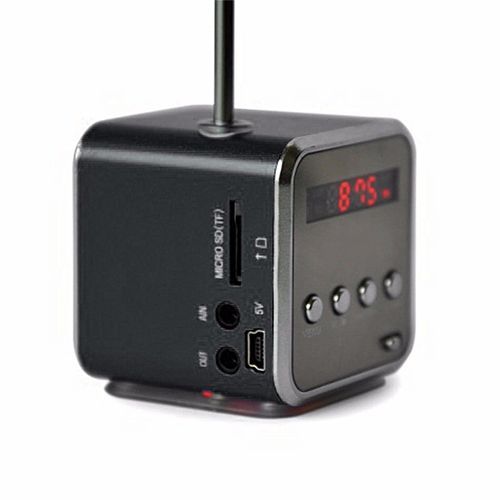 Portable Rechargeable MP3 Music Player SD TF USB PC FM Mini Speaker+Free 2GB Micro TF Flash Memory Card(Black) HT-S
