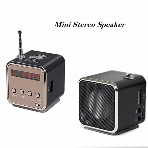 Portable Rechargeable MP3 Music Player SD TF USB PC FM Mini Speaker+Free 2GB Micro TF Flash Memory Card(Black) HT-S