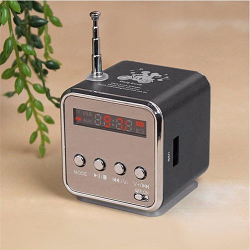 Portable Rechargeable MP3 Music Player SD TF USB PC FM Mini Speaker+Free 2GB Micro TF Flash Memory Card(Black) HT-S