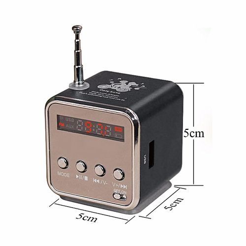 Portable Rechargeable MP3 Music Player SD TF USB PC FM Mini Speaker+Free 2GB Micro TF Flash Memory Card(Black) HT-S