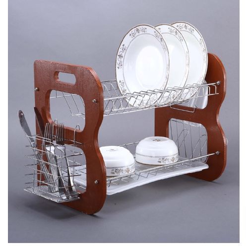 2 Tiers Wooden Dish/ Plate Rack