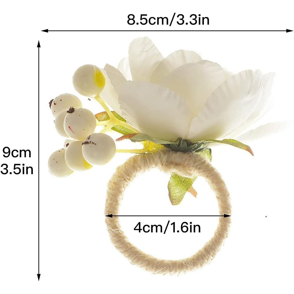 Flower Napkin Rings 6Pcs, Napkin Rings Holder, Spring Floral Serviette Buckles Holder Table Decorations, B