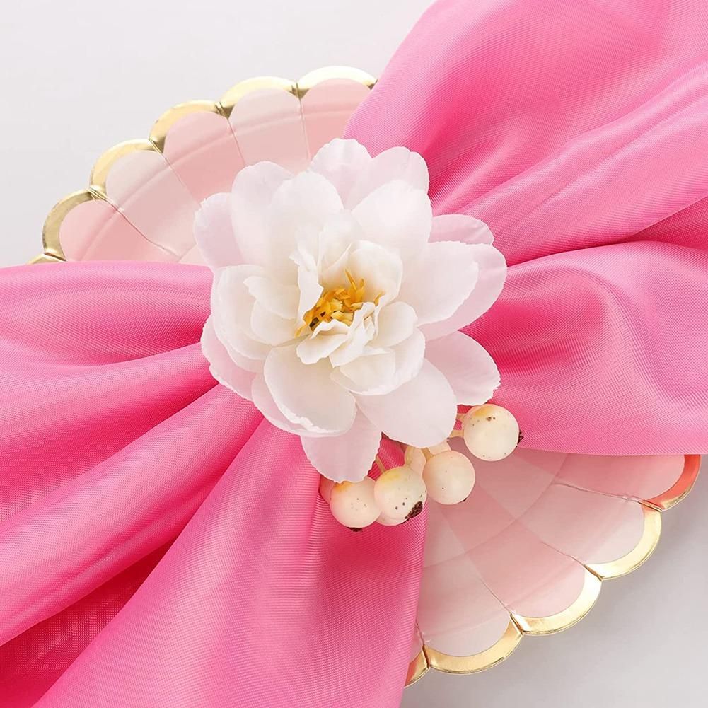 Flower Napkin Rings 6Pcs, Napkin Rings Holder, Spring Floral Serviette Buckles Holder Table Decorations, B