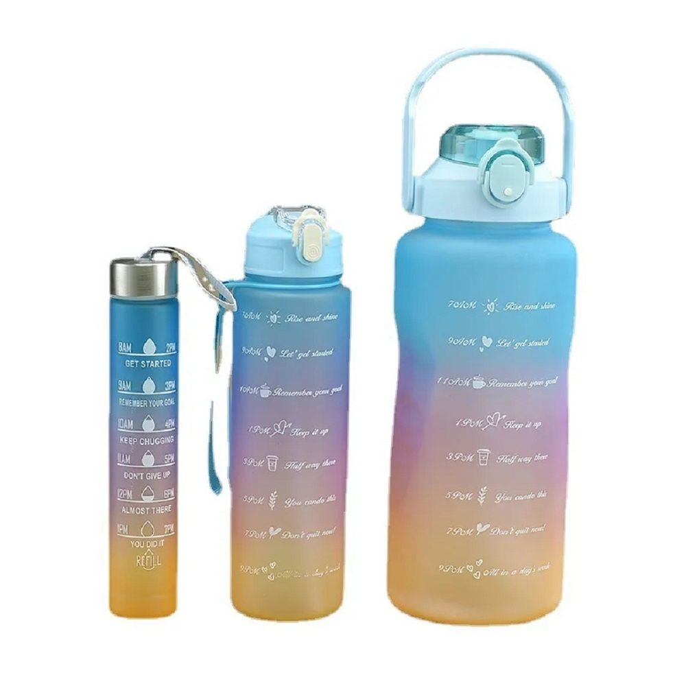 3in1 3D Sticker Motivational Drinkware Straw Water Bottle