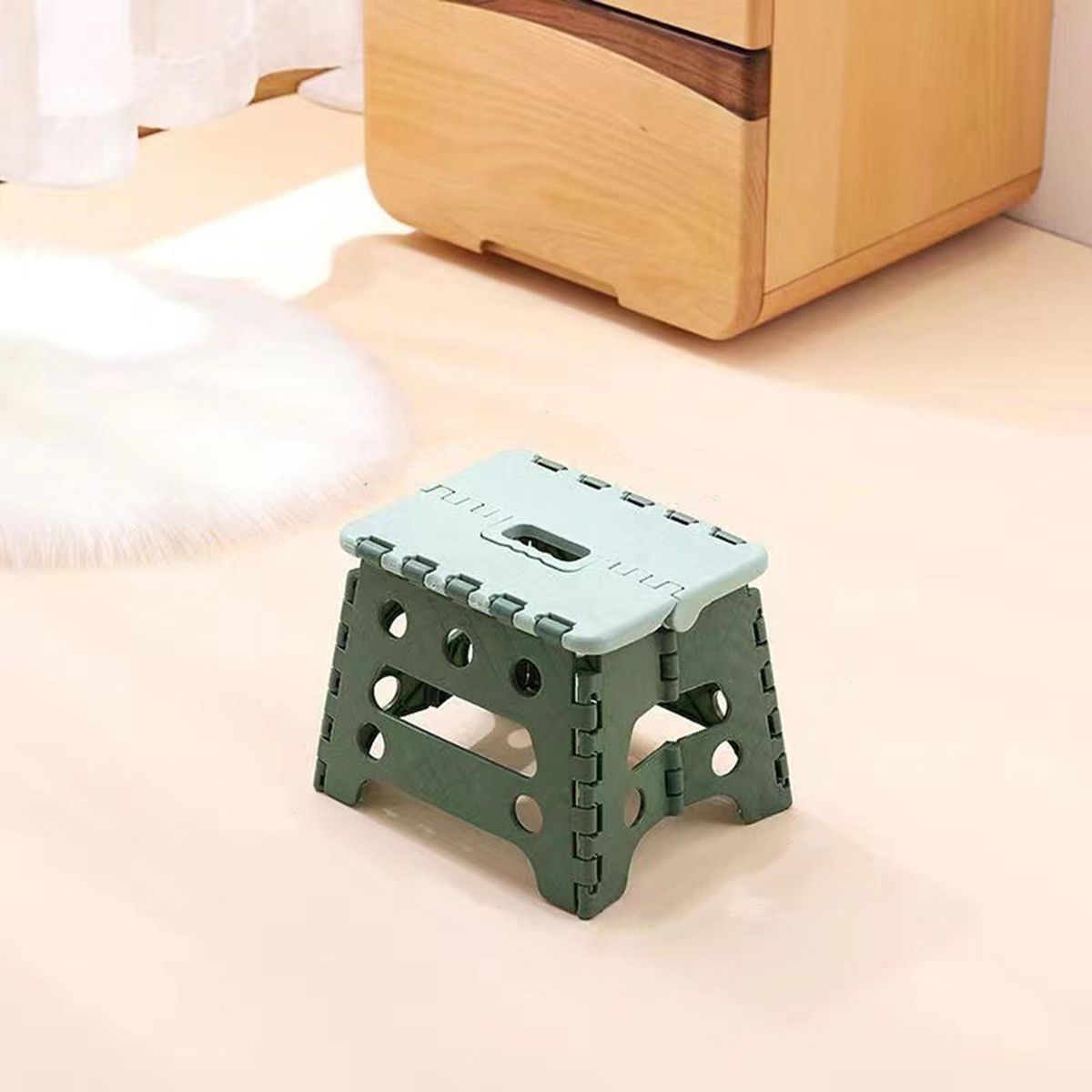 Folding Step Stool Compact Foot Stool Light-Weight Folding Chair Green