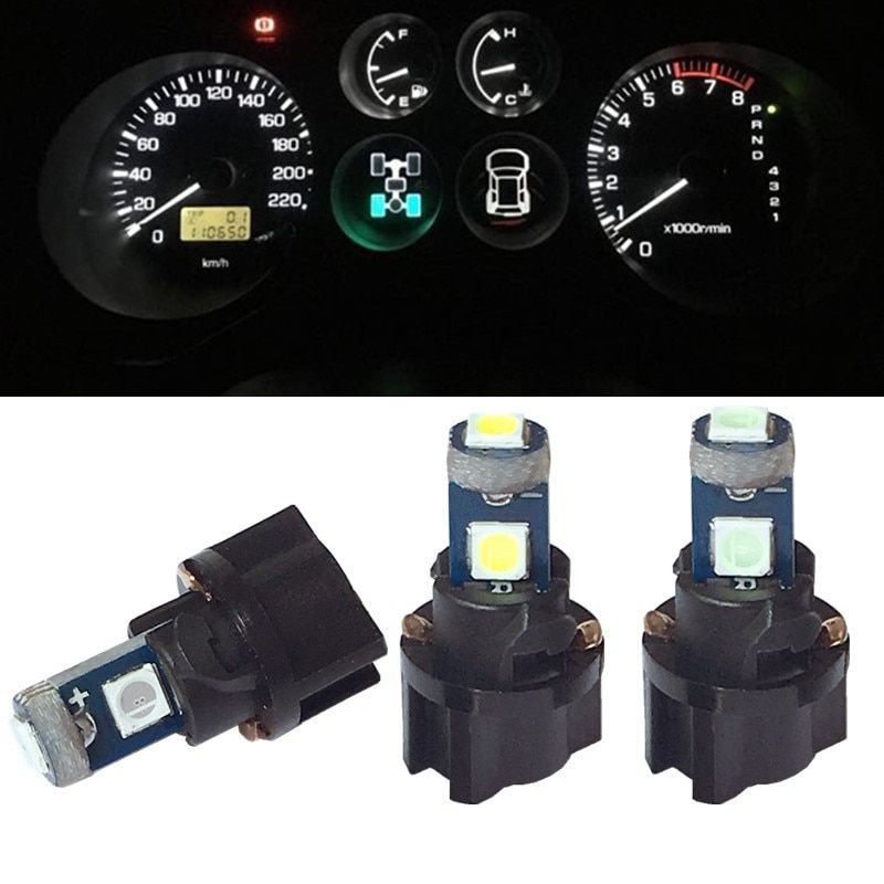 10pcs T5 Car Auto 3smd 3030 Wedge LED Light Bulb Lamp Dash Board Instrument  Pink Ice Blue Red