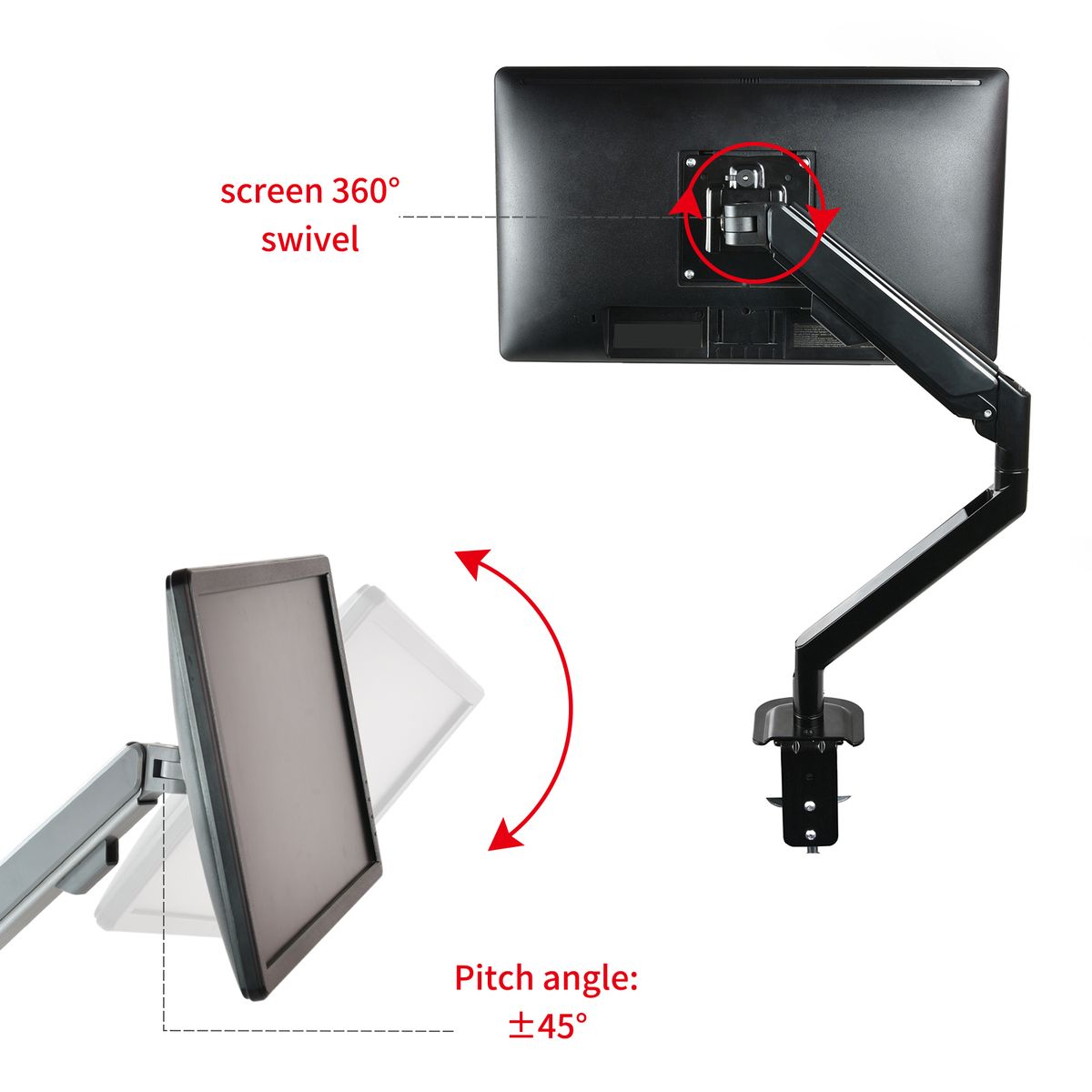 Long Monitor Desk Mount For 13 To 32 Inch Computer Screens
