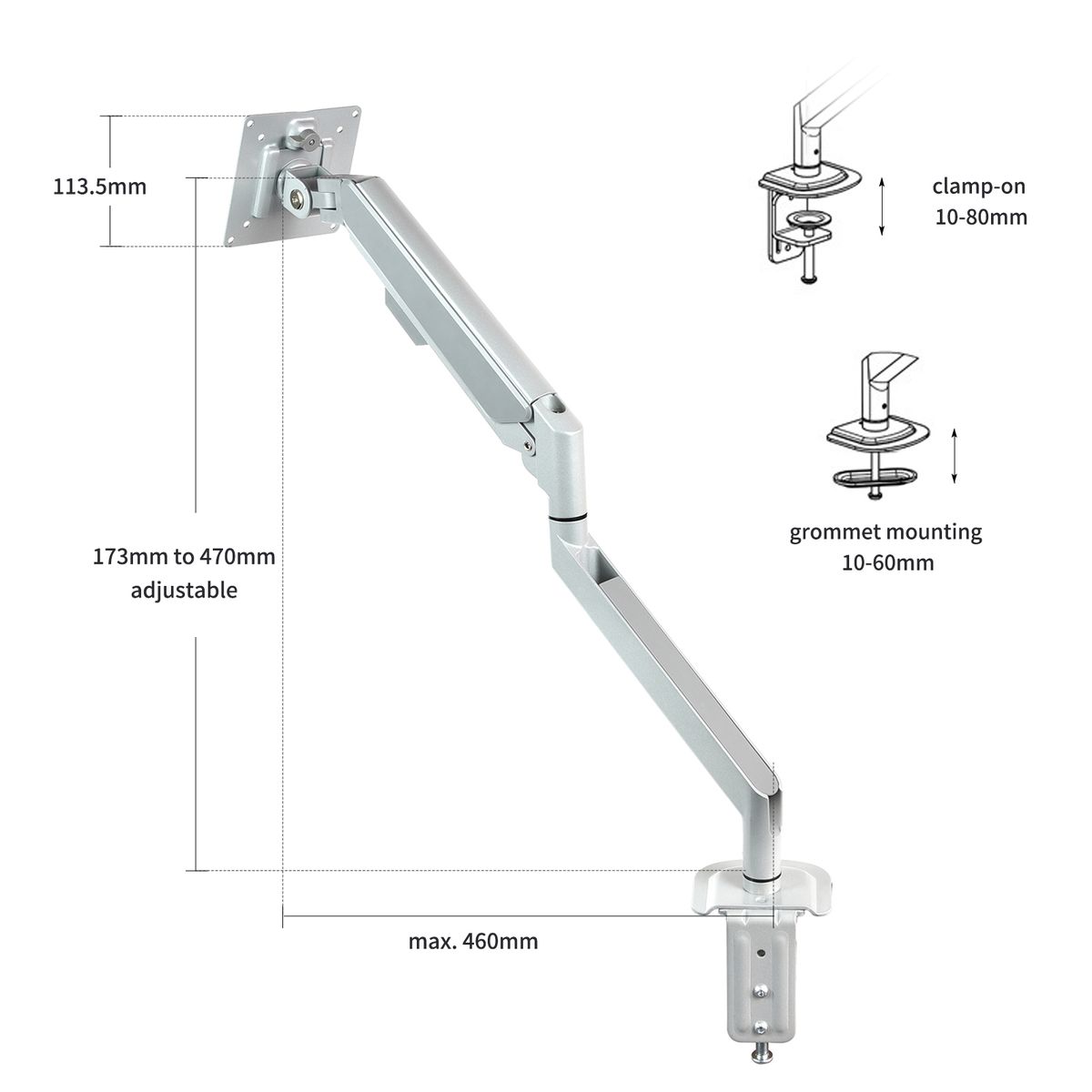 Long Monitor Desk Mount For 13 To 32 Inch Computer Screens