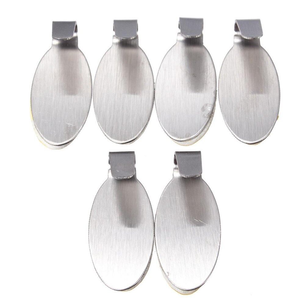 6x Stainless Steel Self Adhesive Stick Holder Hook Hanger Home Kitchen Wall Door