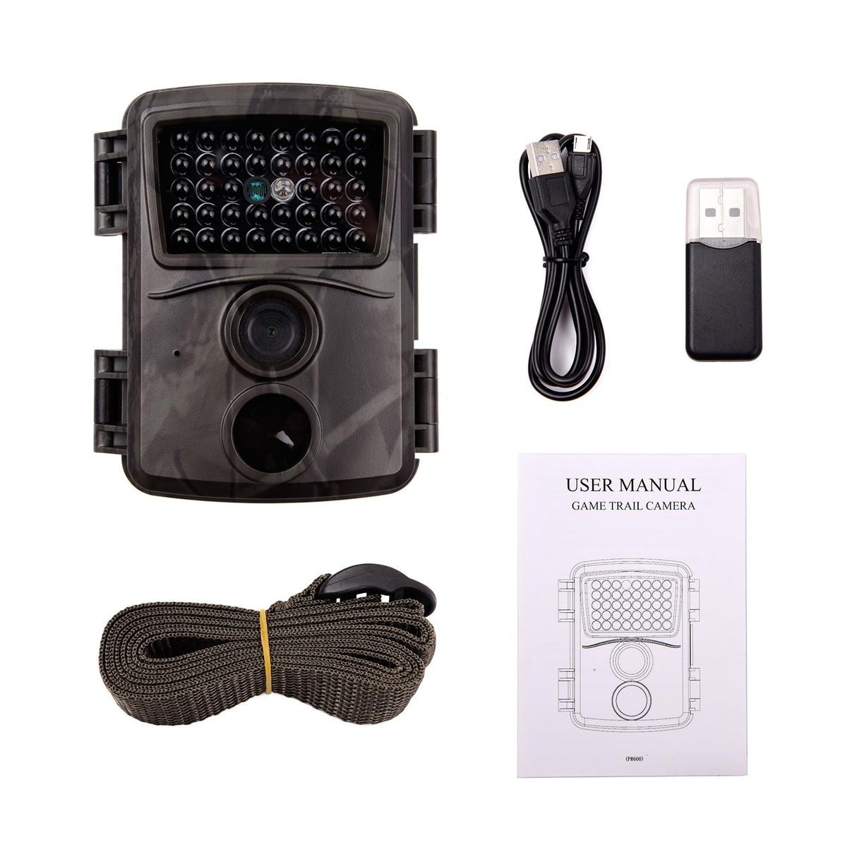 Wildlife Trial Camera FHD1080P 0.8s Triggering IR Night Vision IP54 Waterproof 32GB External Memory with 1/4 Interface
