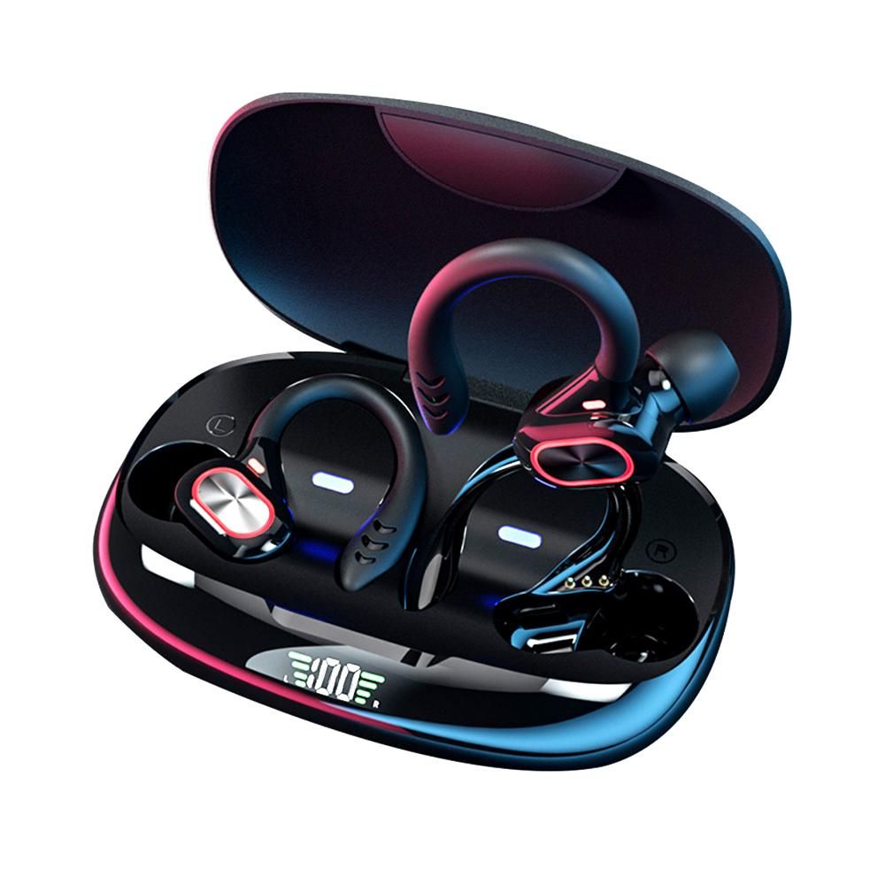True Wireless Stereo BT 5.0 Earphones Chargeable Stereo Sound Earbuds Waterproof Touch-control Headset Compatible with Android/iOS/PC Tablet Black