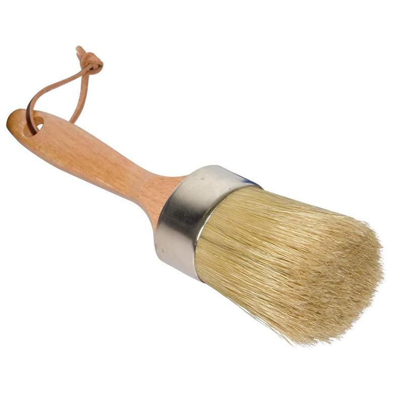 Chalk and Wax Paint Brush 2-In-1 Round Natural Bristles Painting Tool for Stencils Home Decor