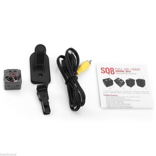 Full HD MINI Camera 1080P 12MP Night Vision Outside Nanny Micro Cam Motion Detection Digital Camcordor Recorder SQ8 (SQ8 Mini Camera)(Black)